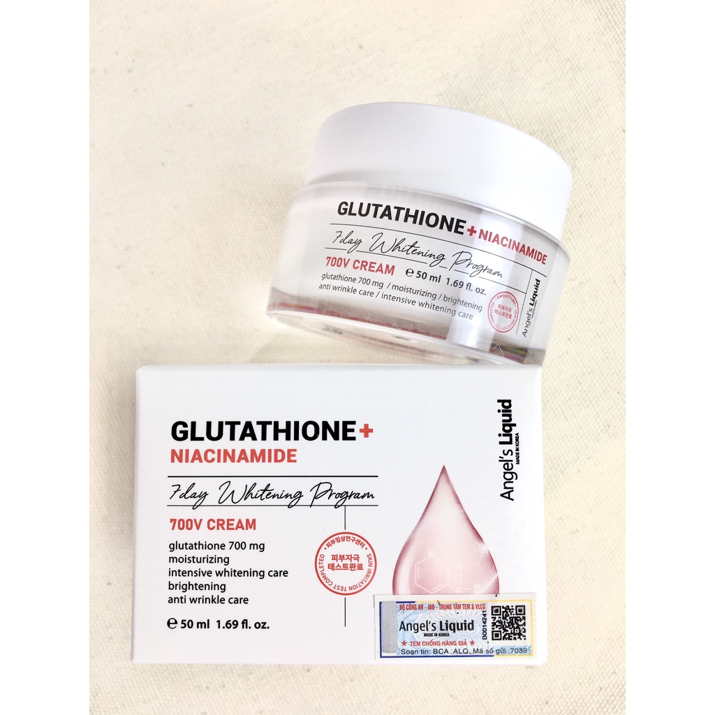 Kem dưỡng trắng Angel's Liquid Glutathione + 5% Niacinamide 7 day whitening program 700v cream 50ml