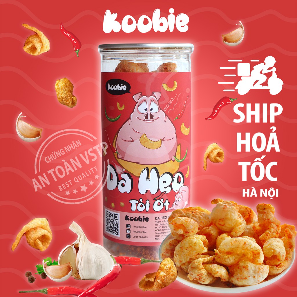 Da heo tỏi ớt Koobie 150g, đồ ăn vặt ngon an toàn vệ sinh, giao hàng siêu tốc