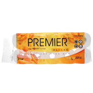 10 cuộn Giấy vệ sinh Premier Deluxe cao cấp có lõi 3 lớp