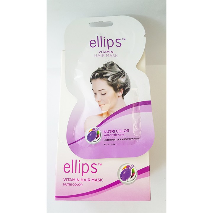 Mặt Nạ Ủ Tóc Ellips Nutri Color / Ellips Màu Tím (Hộp 12 Gói) - Dành Cho Tóc Nhuộm - Victory Pharmacy