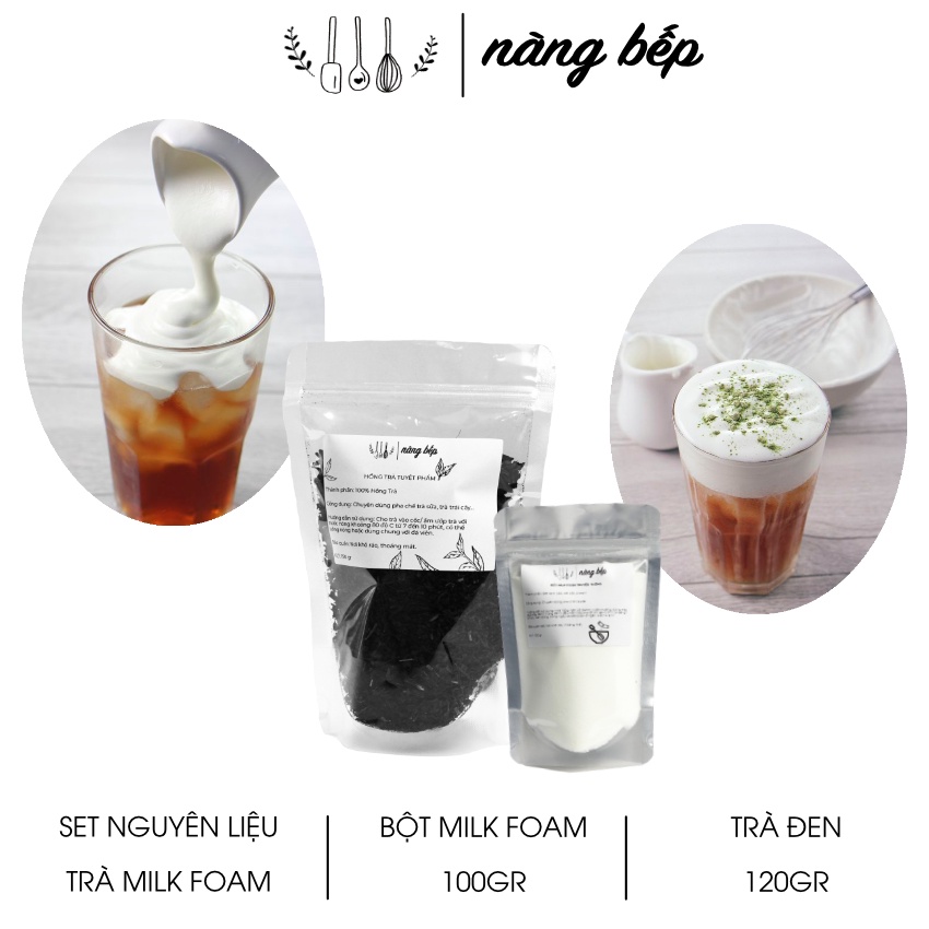 Set Trà milk foam Macchiato Nguyên liệu làm trà sữa trân châu Nàng Bếp