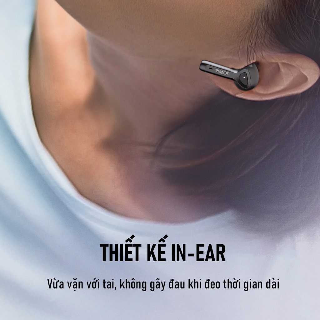 Tai Nghe Bluetooth ROBOT Airbuds T30 Thiết Kế In-Ear Chống Nước Cảm Ứng Thông Minh Bảo Hành Chính Hãng