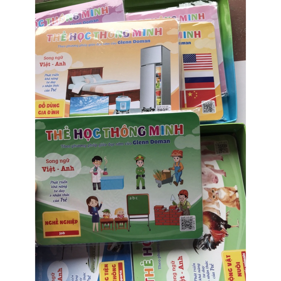 Bộ thẻ học thông minh 15-16 chủ đề song ngữ cho bé