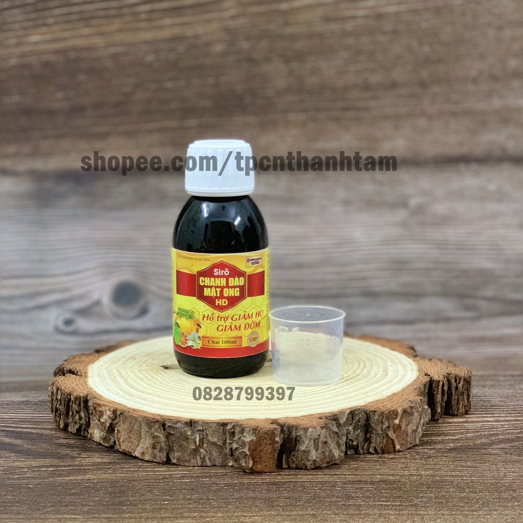 Siro ho CHANH ĐÀO MẬT ONG HD giảm ho, tiêu đơm - Chai 100ml