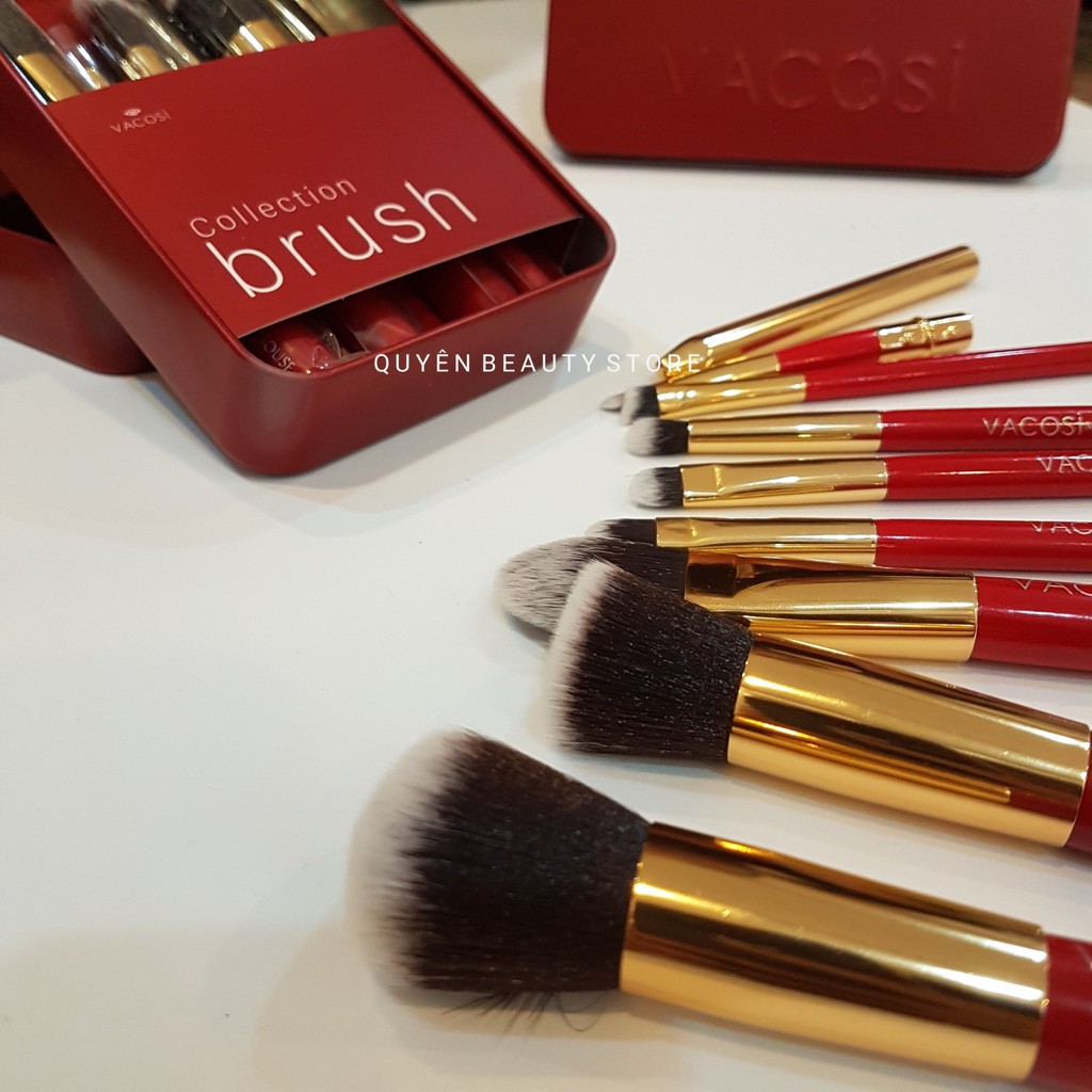 Bộ cọ trang điểm hộp sắt 8 cây Collection Vacosi Makeup House BC14