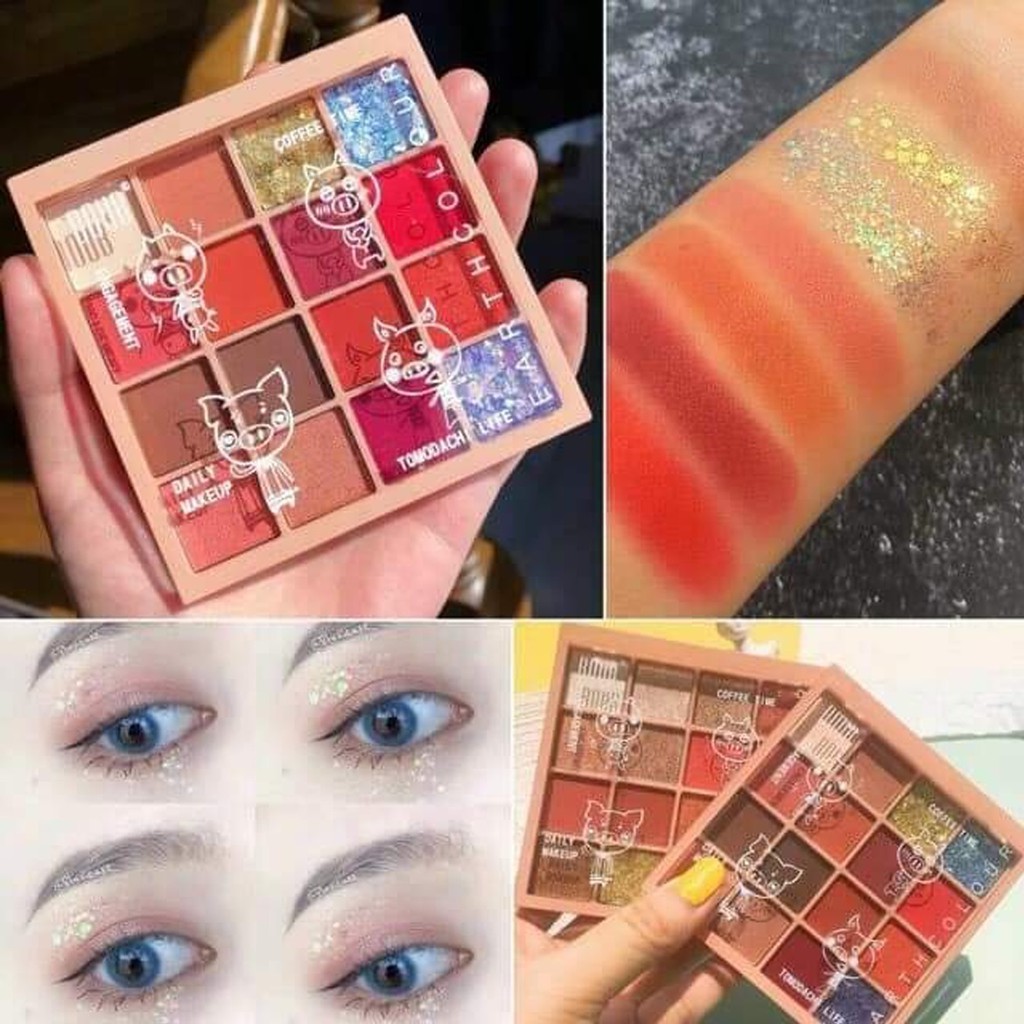 Bảng Phấn Mắt Lameila Tutu 16 ô màu Eye Shadow Coffee x Lemon Tea Có Nhũ | BigBuy360 - bigbuy360.vn
