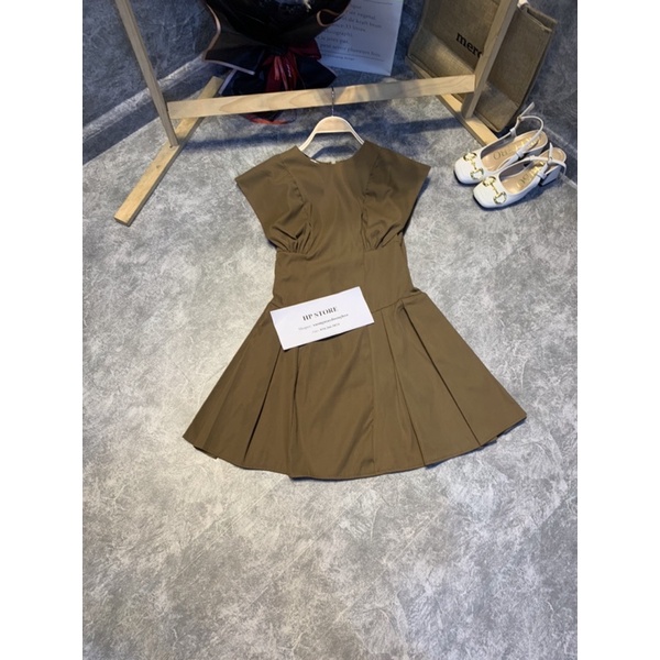 Váy kaki chiết eo 2 màu dễ mặc