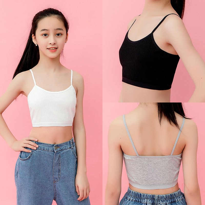 GMN giao hàng nhanh Quần lót cotton tinh khiết hai dây che nhũ hoa cho bé gái tiểu học và trung học