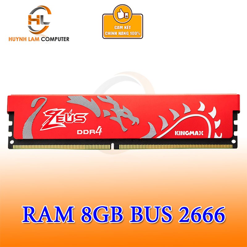 Ram 8GB Kingmax Zeus Dragon DDR4 2666MHz (1x8GB) Tản đỏ