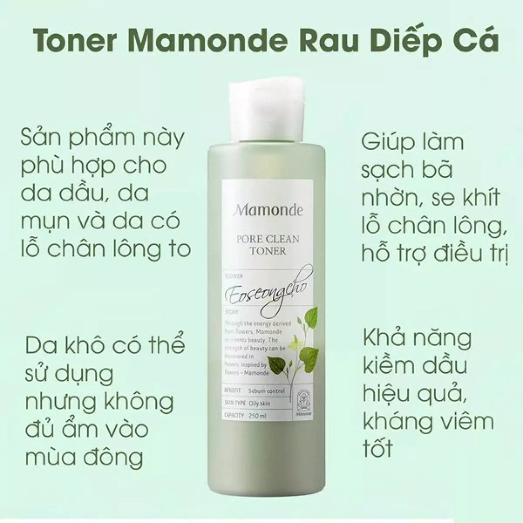 Nước hoa hồng Sạch Dầu Nhờn Và Mụn Mamonde Pore Clean Toner 250ml (Chai)