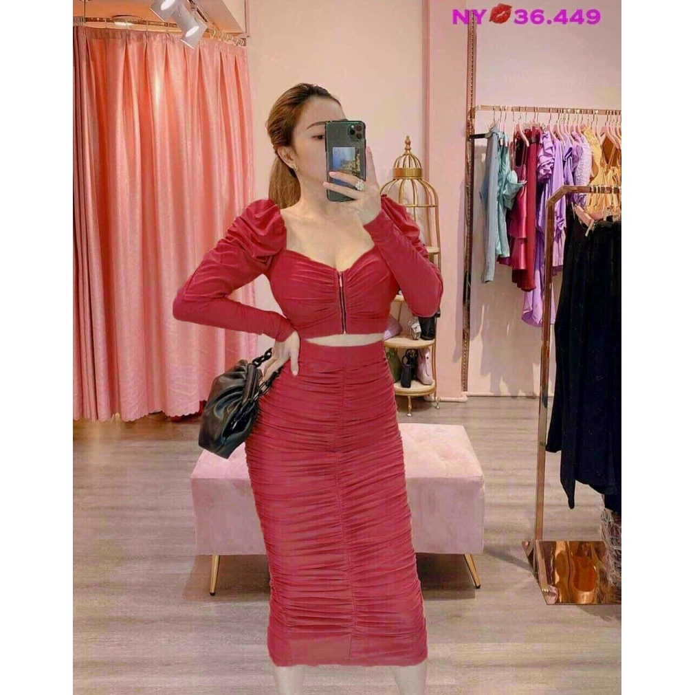 SET ÁO TAY PHỒNG KHÁO KÉO & CHAN VÁY NHÚN