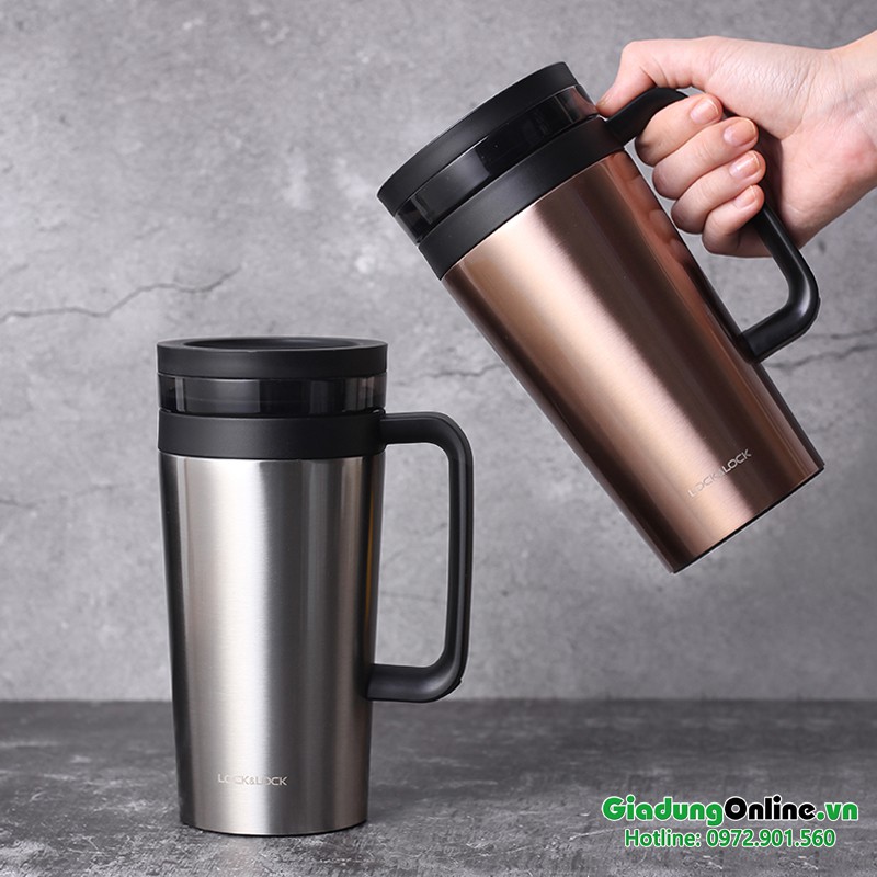 Ly Giữ Nhiệt Có Lọc inox Pha Cà Phê, Trà Lock&amp;Lock Coffee Filter Mug LHC4197 580ml Màu Vàng