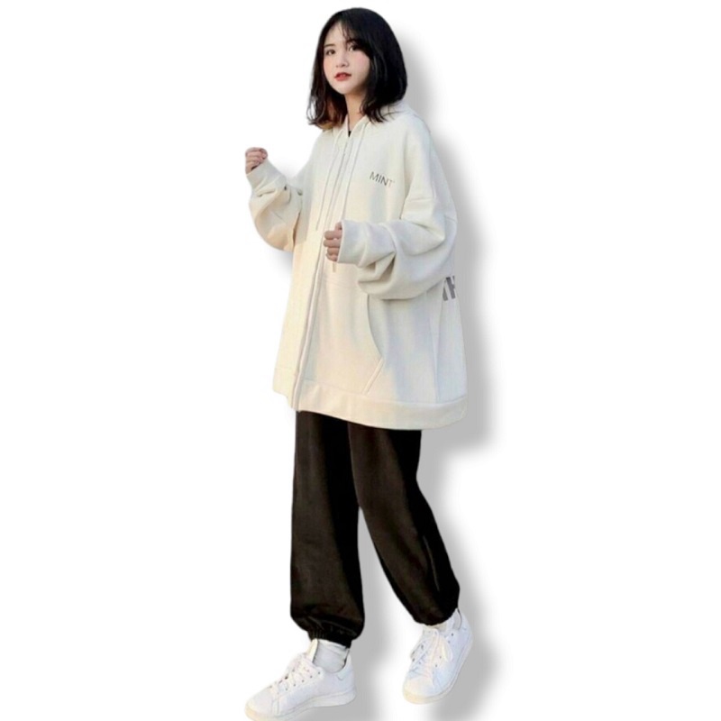 Áo Khoác Hoodie Nỉ Khóa kéo Basic Siêu XInh