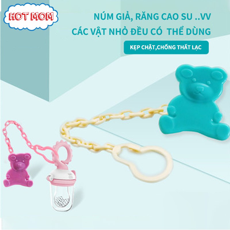 Dây đeo ti ngậm hình động vật dễ thương, dây đeo ty giả cho bé không BPA an toàn sử dụng, chống rơi rớt, chống quấn cổ