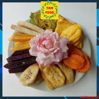 Trái cây sấy khô, trái cây sấy, hoa quả sấy, rau củ sấy nguyên cánh 500g nhiều vị