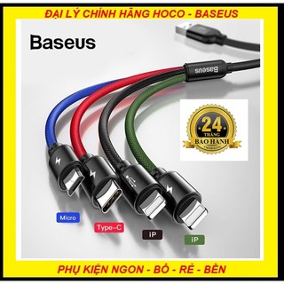 Cáp sạc nhanh 4 đầu Baseus CA1T4-A01 Rapid dài 1.2m max 3.5A tích hợp 2 lightning/ microUSB/ typeC (nhiều màu)