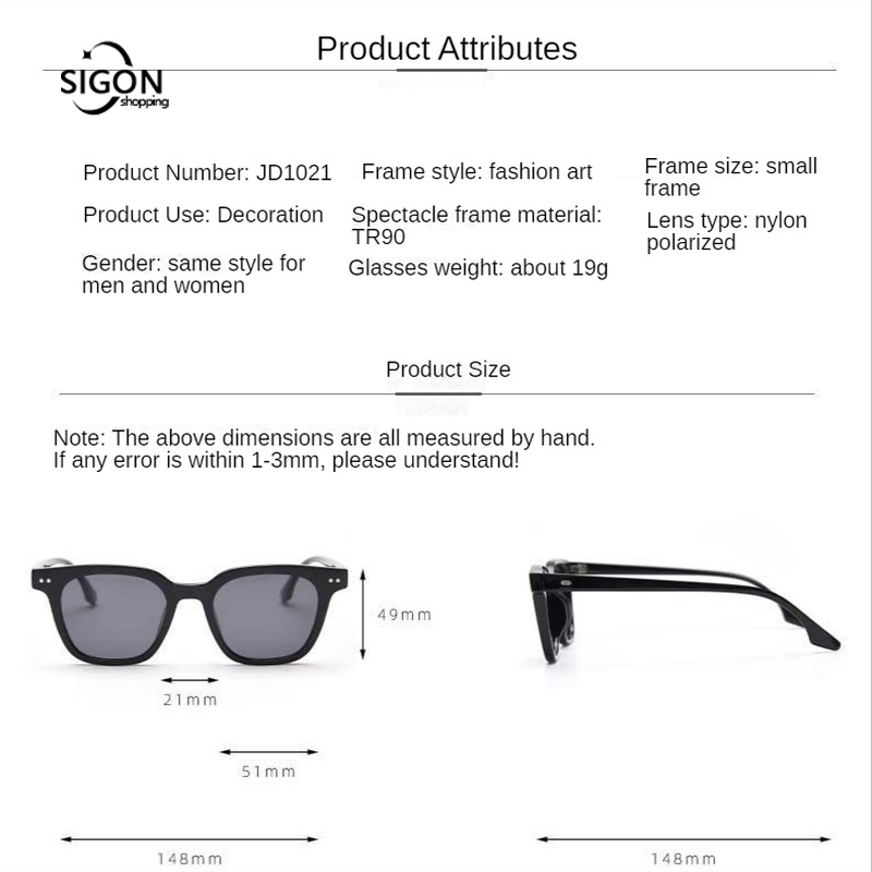 Kính Mát Tròng Vuông Phân Cực Chống Nắng Ngoài Trời Cho Nữ