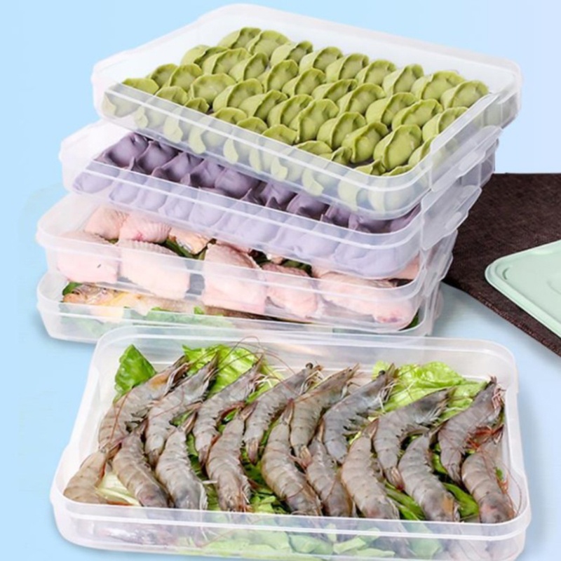 Khay Đựng Bánh Bao Nhiều Tầng Bằng Nhựa Có Nắp Đậy Xếp Chồng Được Cho Tủ Lạnh Nhà Bếp