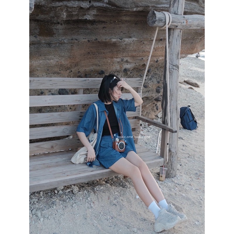 [Mã WAMT1505 giảm 10K đơn 0K] Set áo quần màu denim Bazic one | BigBuy360 - bigbuy360.vn