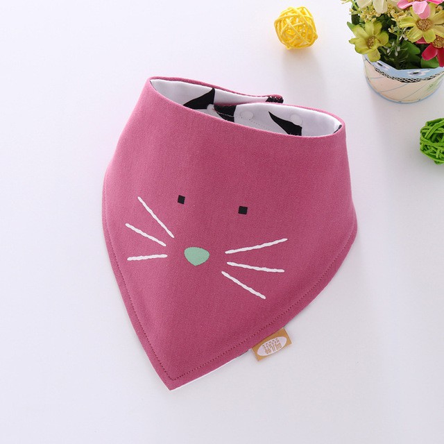 Yếm tam giác cotton cao cấp hình thú cho bé