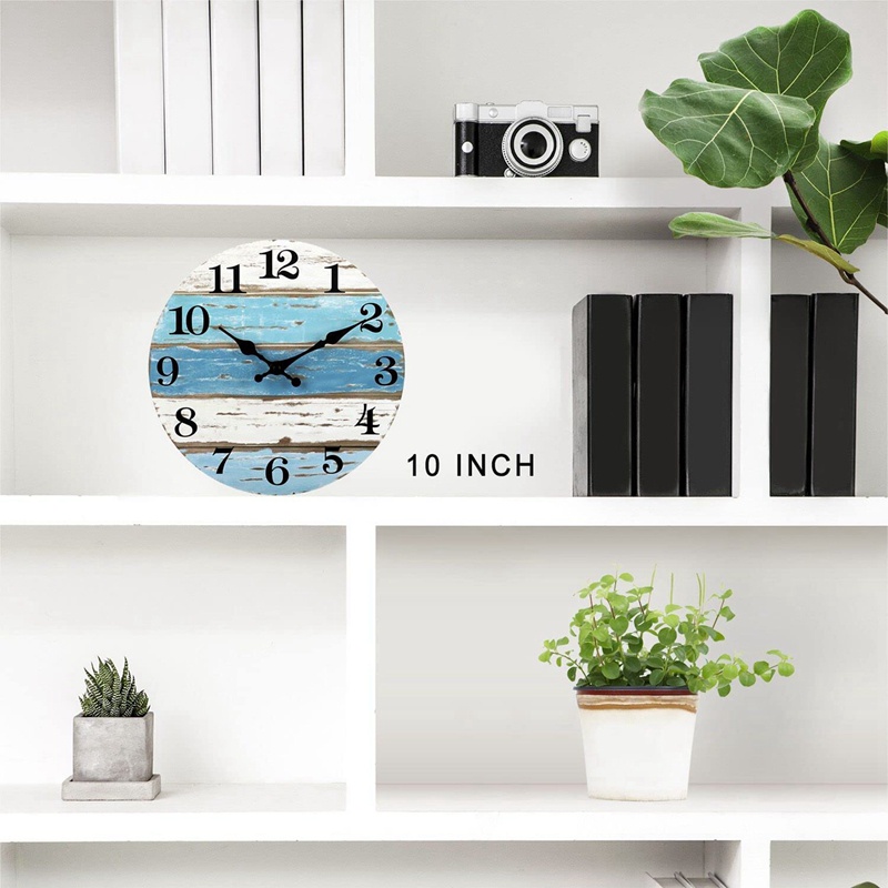 Đồng Hồ Treo Tường Màu Xanh Dương 10 Inch Không Gây Tiếng Ồn Không Dính Dùng Trang Trí Phòng Khách / Nhà Bếp / Văn Phòng