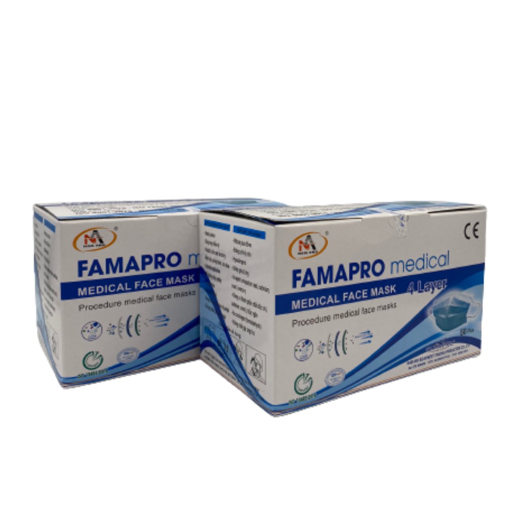 [HỘP-50 CÁI] COMBO 2 HỘP Khẩu trang y tế 4 lớp kháng khuẩn Famapro ( 50 cái/ hộp) | WebRaoVat - webraovat.net.vn