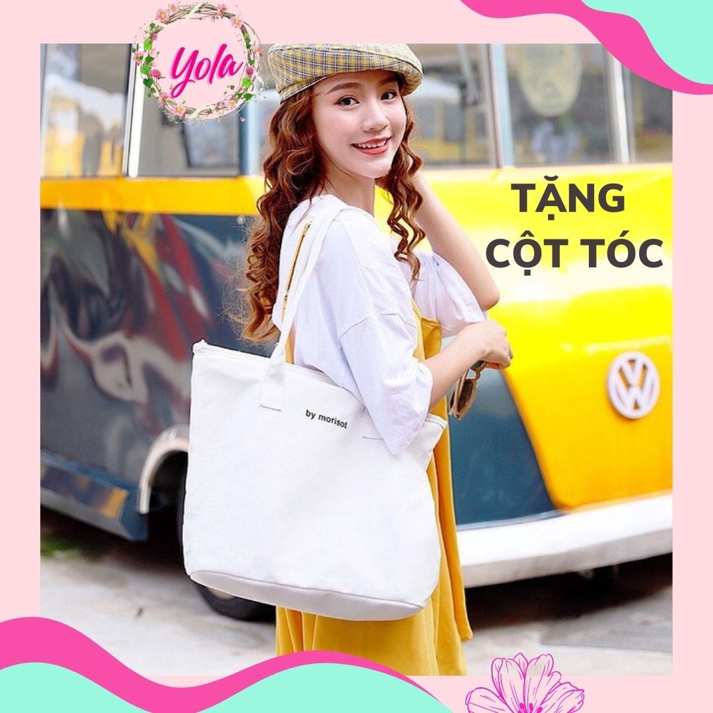 Túi Tote Vải By Morisot YOLA SHOP Túi Vải Canvas To, Size Lớn Có Khóa Kéo Đi Học Đi Làm, Đi Chơi, Du lịch TUIV.003