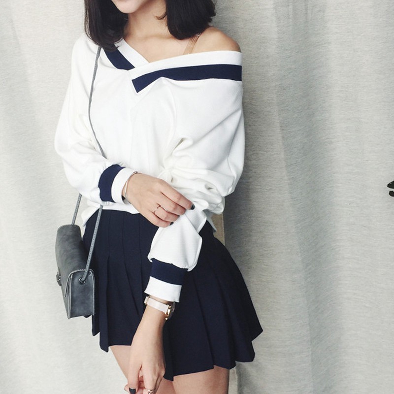 Áo kiểu IELGY tay dài cổ chữ V dáng rộng thời trang cho nữ