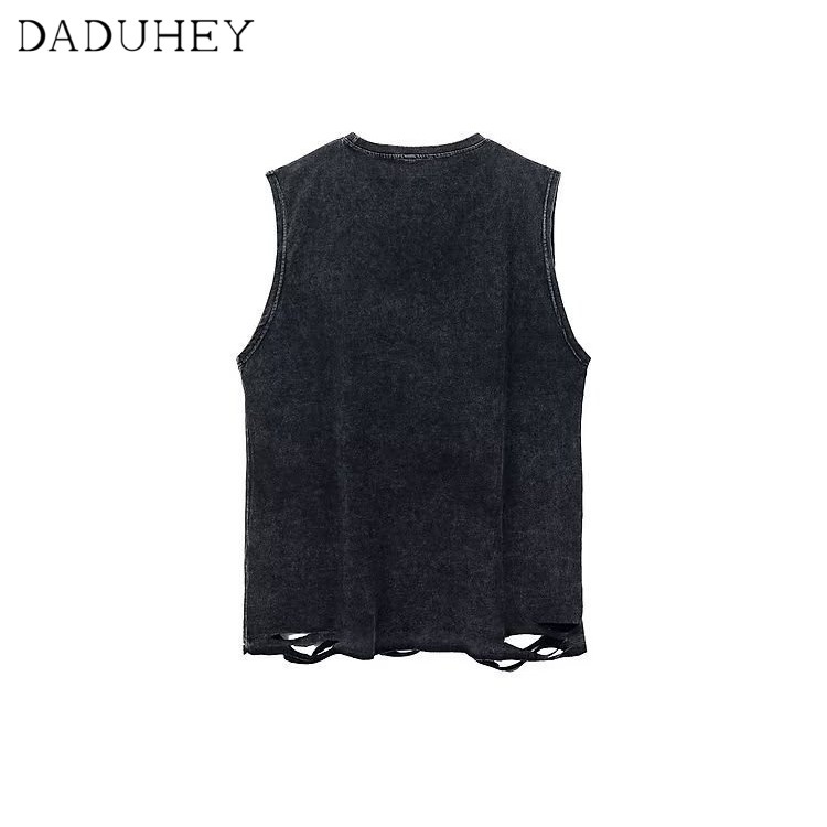 Áo thun ba lỗ Daduhey in chữ thập phong cách Mỹ thời trang mùa hè cho nam