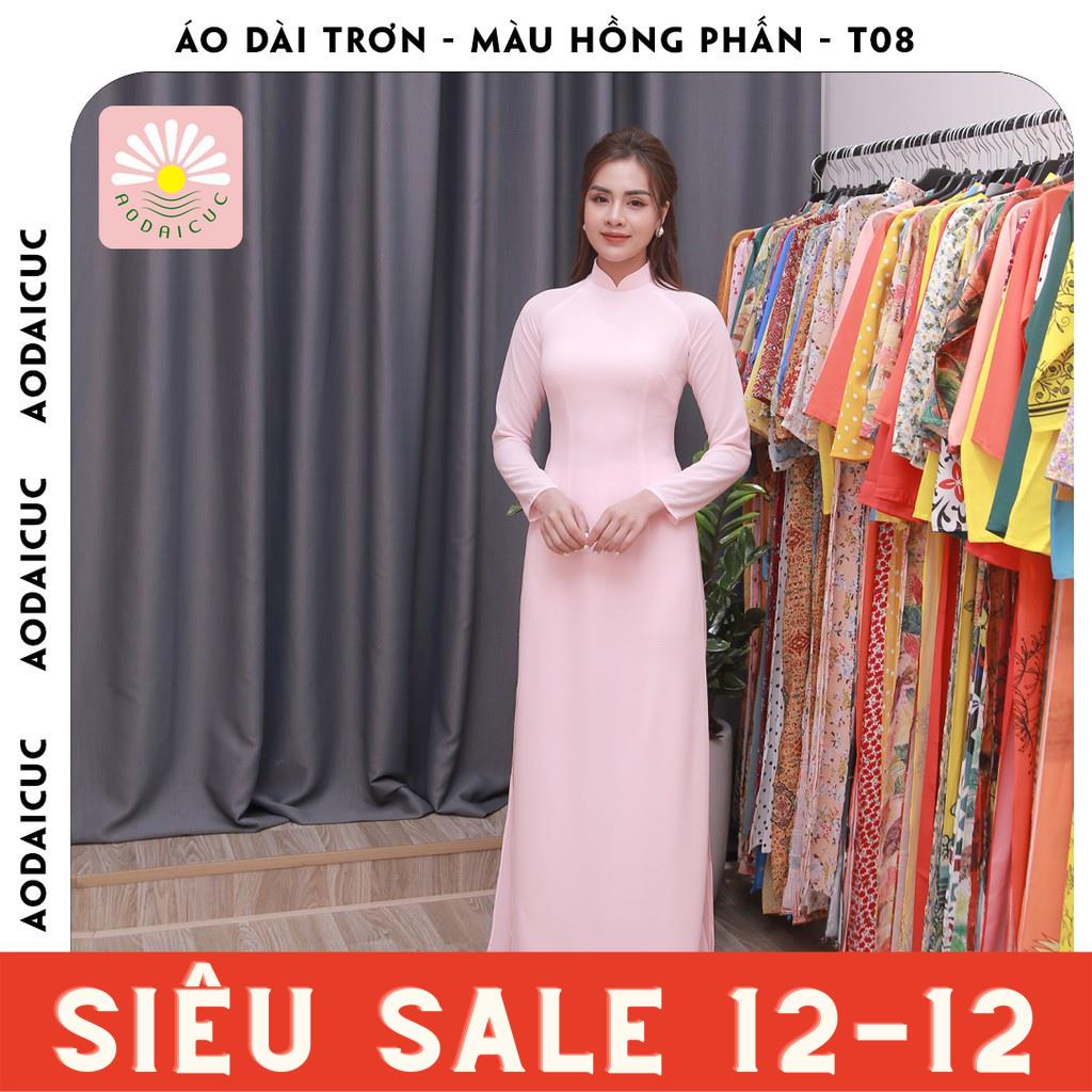 Áo dài truyền thống, màu hồng phấn, lụa chiffon cao cấp, không nhăn, không xù - T08