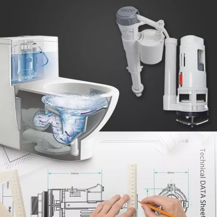 Bộ Xả Nước Bồn Cầu 2 Chế Độ Xả Nước Mạnh, dùng cho bồn cầu liền khối