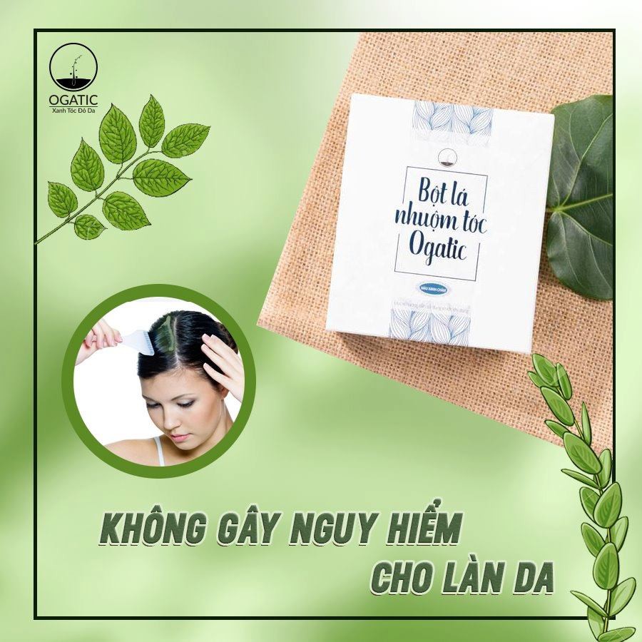 Bột Lá Nhuộm Tóc OGATIC (Màu Đen) 50g - Hàng Chính Hãng - Nhuộm Tóc Từ Lá Móng, Lá Chàm - An Toàn, Tự Nhiên