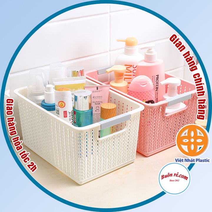 Combo 3 Rổ đan mây đựng đồ đa năng size Đại (3415-3) Việt Nhật -Giỏ đan đựng quần áo, dụng cụ nhà bếp - br 01262