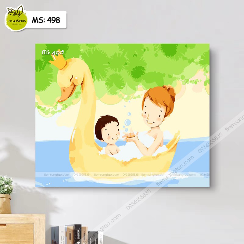 Tranh tô màu theo số Mẹ và bé T498