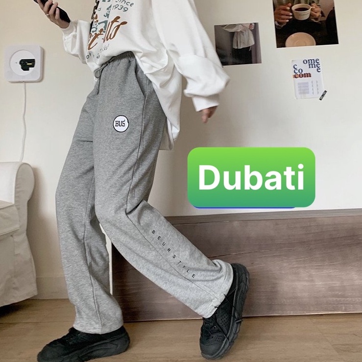 QUẦN JOGGER THỂ THAO CHỮ BUS CHẤT NỈ DA CÁ NAM NỮ CÓ BO PHONG CÁCH CAO CẤP -DUBATI FASHION