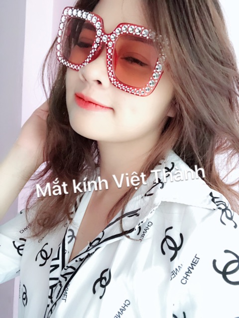 GIÁ SỈ mắt Kính mát vuông cho nữ đính đá nhân tạo kính râm bản to hot nhất 2023