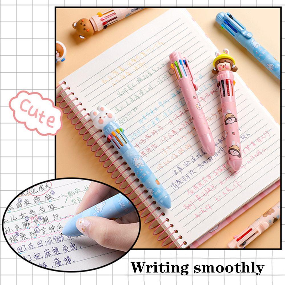 Bút Bi Dạng Nhấn Hình Gấu Hoạt Hình 10 Màu Dễ Thương