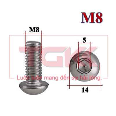 Bulong LGC chỏm cầu inox 304 M8