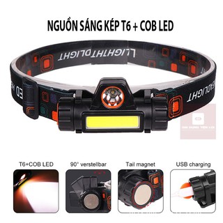 Đèn pin đội đầu siêu sáng Q5 pha xa và gần (kèm pin và dây sạc USB)