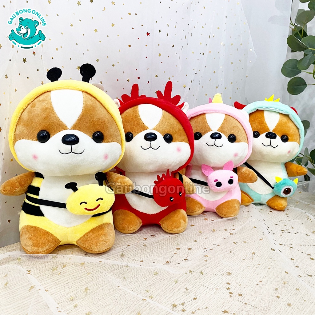 Gấu Bông Chó Shiba Cosplay mềm mịn size nhỏ 25 cm. Hàng cao cấp cho trẻ nhỏ.