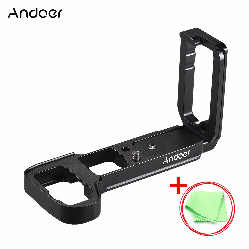 Ĩ Andoer L Shape QR Quick Release Plate Camera Cage Accessory Bracket Aluminum Alloy for Sony A7III/ A7R3/ A7M3/ A9 Send musical instrument cleaning cloth