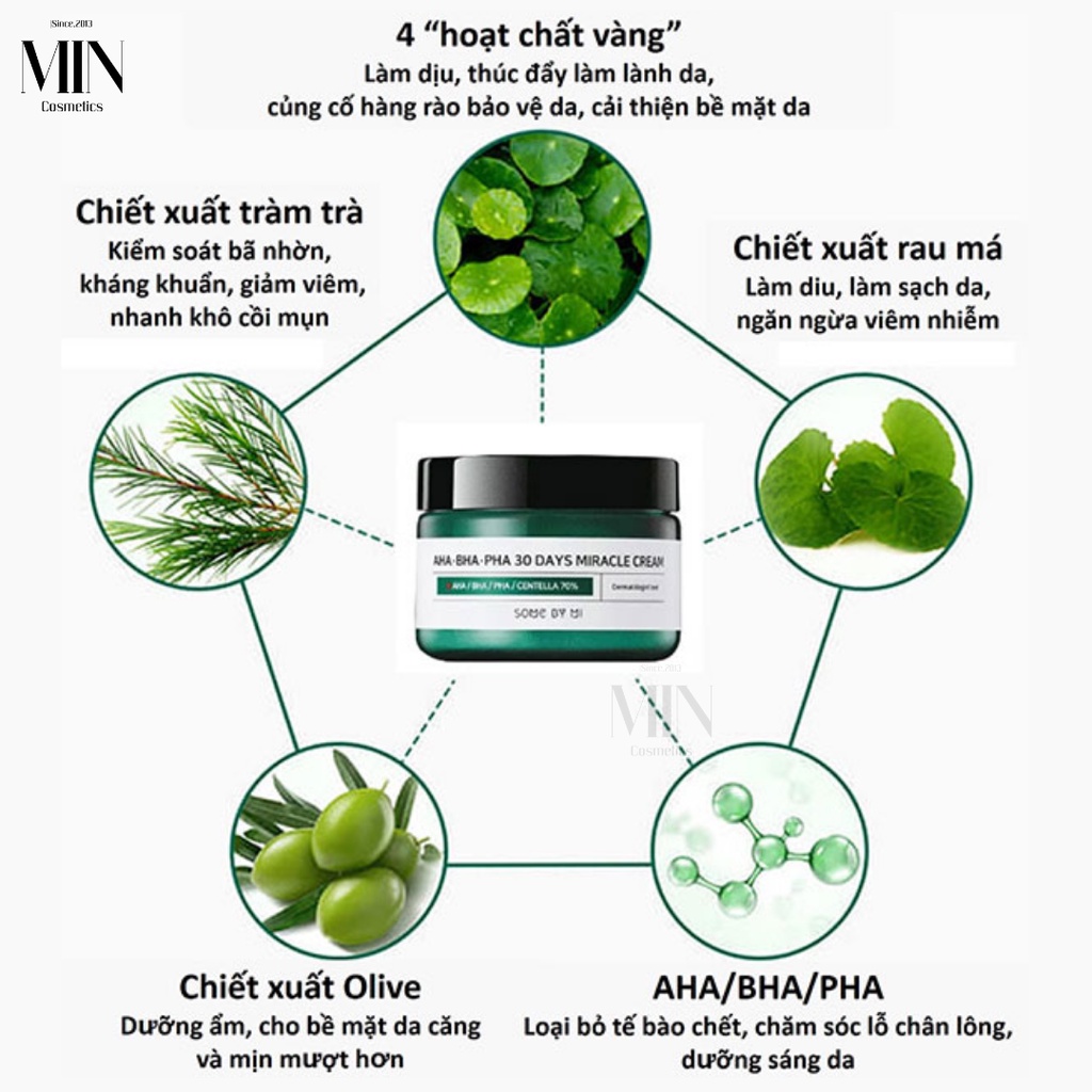 Kem Dưỡng Giảm Và Phục Hồi Da Mụn Some By Mi AHA BHA PHA 30 Days Miracle Cream 60g