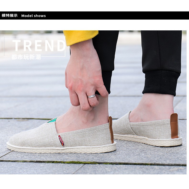 Slip on nam 2019 | giày lười vải nam đế khâu mẫu mới - Vải bố 3 màu (đen), (xám) và (be) - Mã 5082 | BigBuy360 - bigbuy360.vn