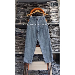 ☢️ Baggy Jeans Lưng Cao 2 Nút 2 Túi Đắp