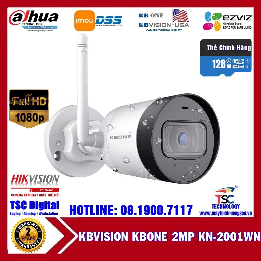 Camera IP Wifi KBONE KN-2001WN 2.0MP HD 1080P Kèm Thẻ Nhớ Lưu Trữ | Camera Ngoài Trời Chịu Mưa Nắng