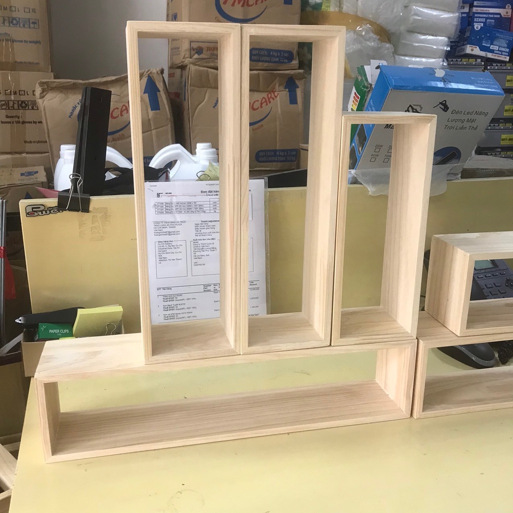 Kệ gỗ để bàn mini, gỗ thông tự nhiên chống nước, chống mốc hàng đánh bóng đẹp