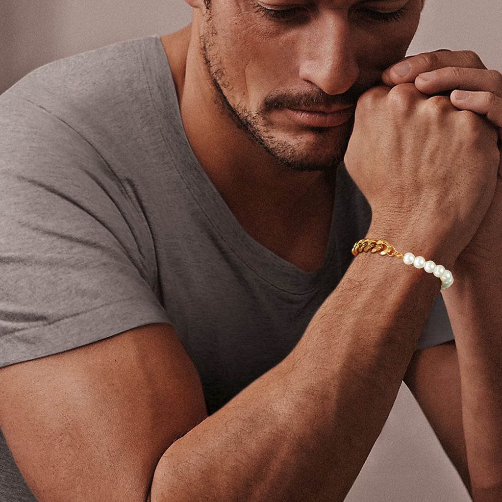 Vòng Tay Chuỗi Hạt Mạ Vàng/Bạc Cho Nam