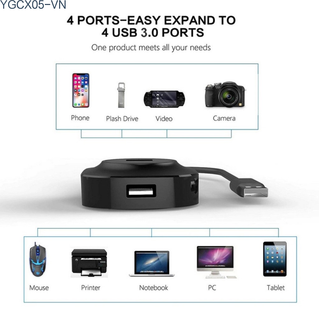 Hub Chia 4 Cổng Usb 3.0 Tốc Độ Cao Cho Máy Tính Laptop | BigBuy360 - bigbuy360.vn