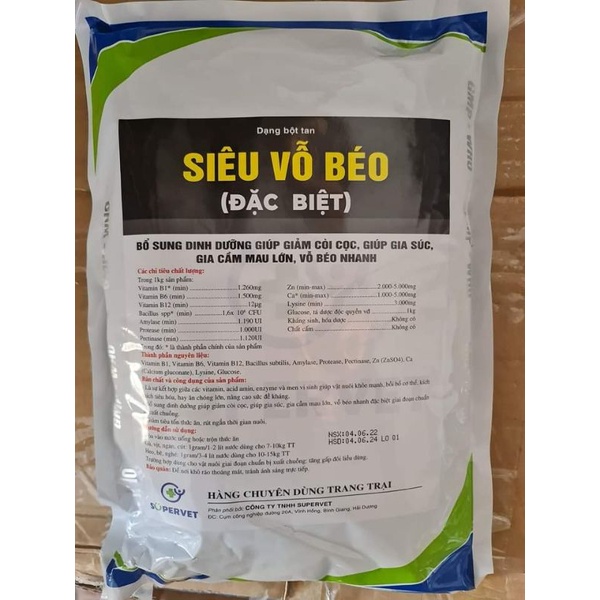 SIÊU VỖ BÉO ĐẶC BIỆT CAO CẤP CHO VẬT NUÔI 1KG