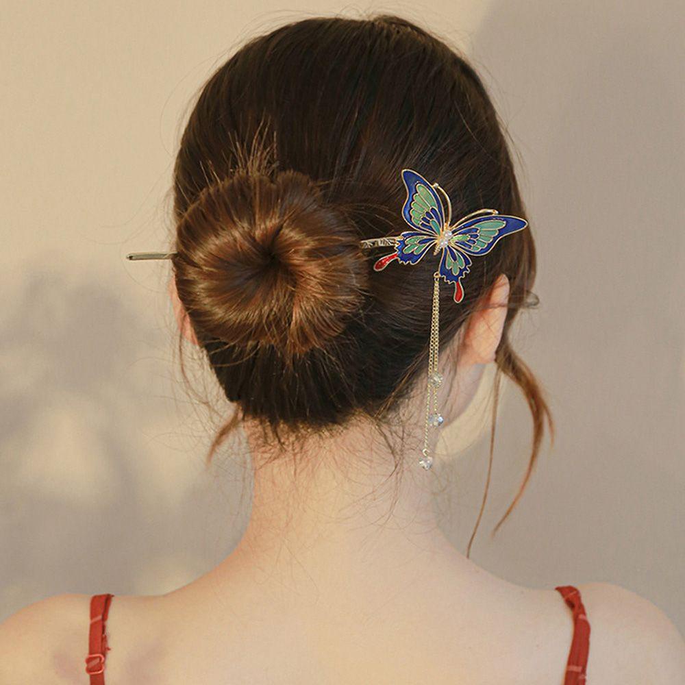 BACK2LIFE Trâm Cài Tóc Hình Bướm Phong Cách Cổ Điển Cho Nữ